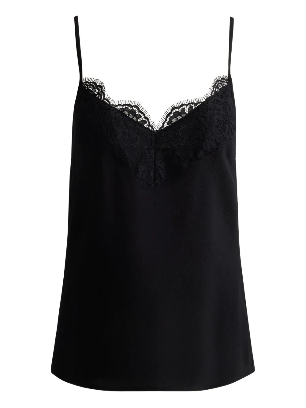

Шелковый топ с кружевной отделкой St. John, черный