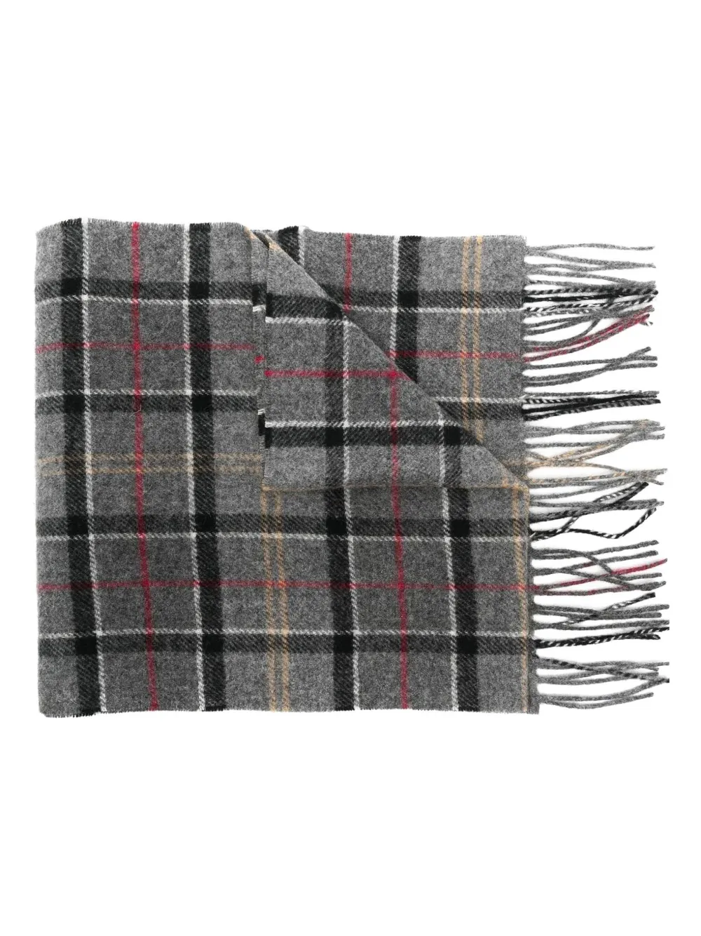 

Шарф с бахромой в клетку тартан Barbour, серый