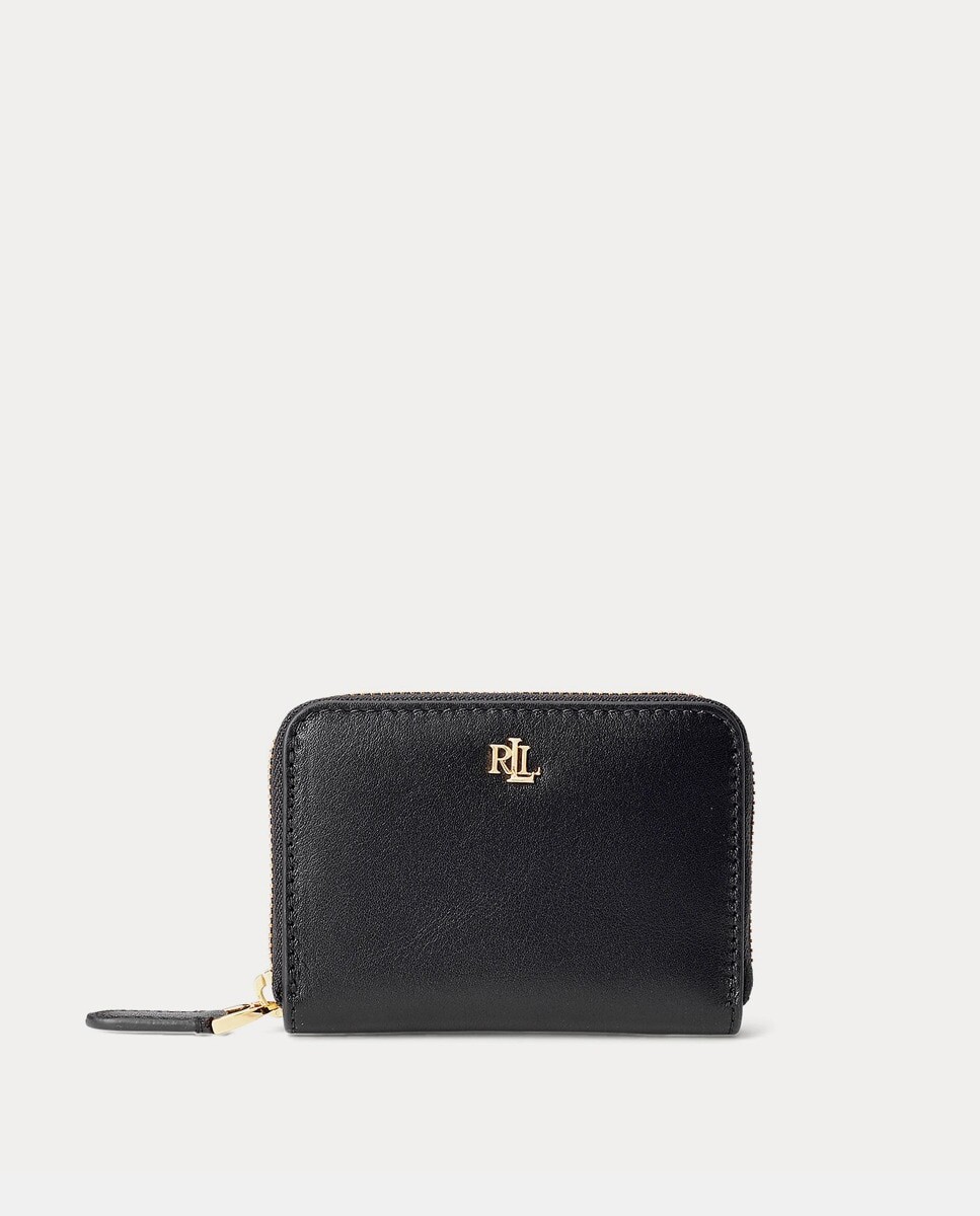 

Маленький черный кожаный кошелек на молнии Lauren Ralph Lauren, черный