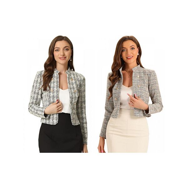 

2 упаковки женского элегантного пиджака в клетку из твида Inspire Chic, White Apricot