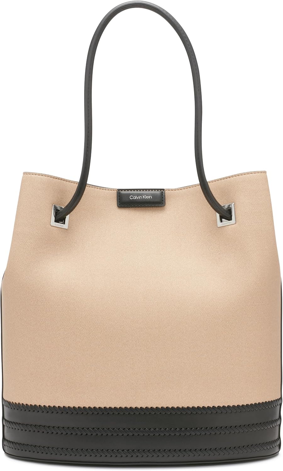 

Женская сумка-тоут Calvin Klein Ash - North/South, веганская кожа, 2 кармана, Natural/Black Canvas, Черный, Женская сумка-тоут Calvin Klein Ash - North/South, веганская кожа, 2 кармана, Natural/Black Canvas