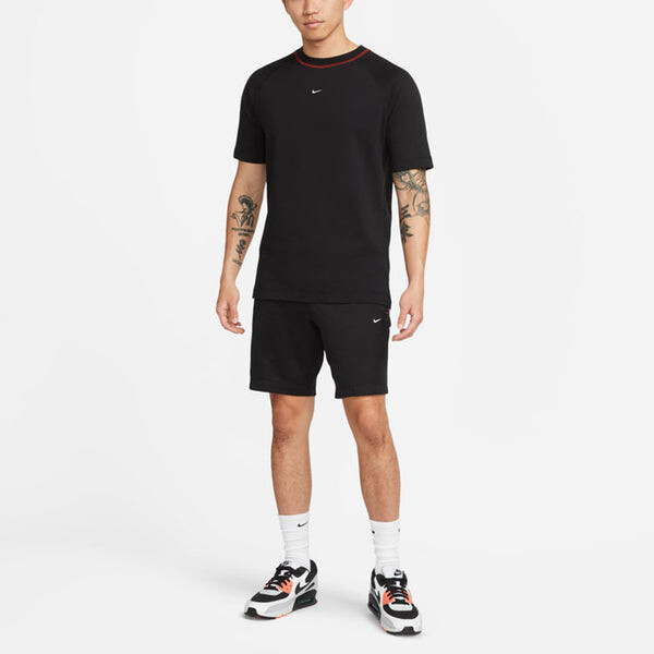 Футболка Nike Solid Color Breathable Soccer/Football Cotton Knit Loose Short Sleeve Black, мультиколор — фото 3