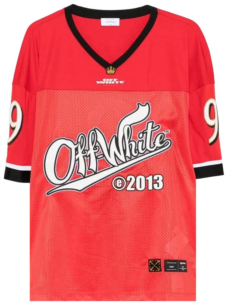 

Футболка с коротким рукавом Off-White Type Logo Mesh Football, красно-белая, Красный, Футболка с коротким рукавом Off-White Type Logo Mesh Football, красно-белая