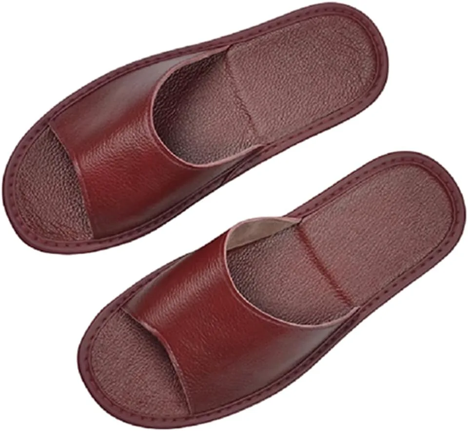 

Men’s and Women’s Genuine Leather Open Toe Slippers,Indoor Home Floor Сандалии Beach Slippers,Leather Сандалии Casual Home Shoes Bedroom Slippers (Size:EU 36/37,Color:Jujube red) YCZHD