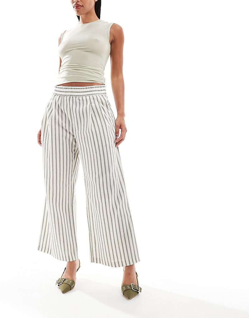 

ASOS DESIGN – Льняные джоггеры цвета хаки с полосками