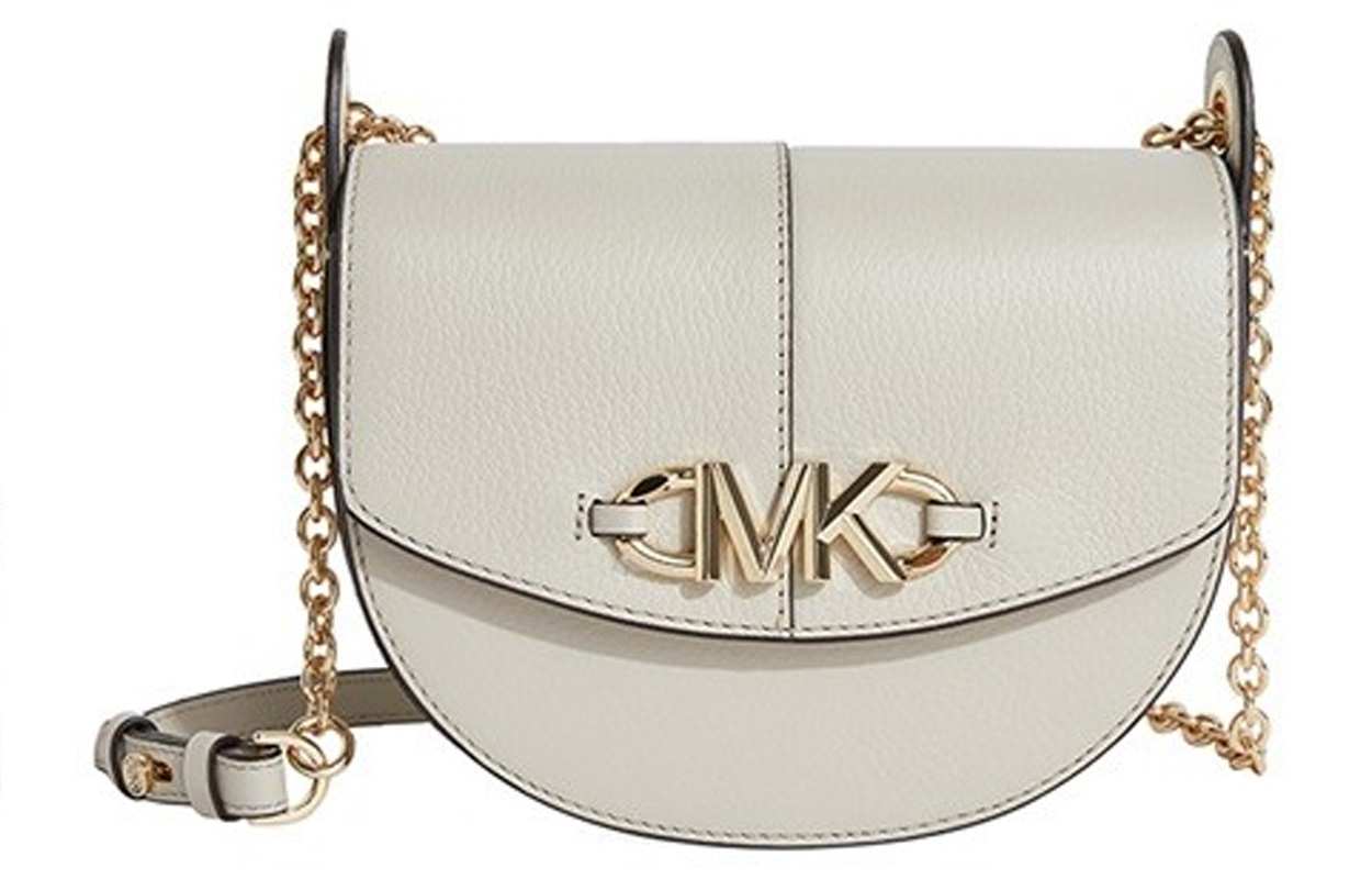 

MICHAEL KORS Сумка седло из кожи коровы Изи на плечо женская экрю обычного размера
