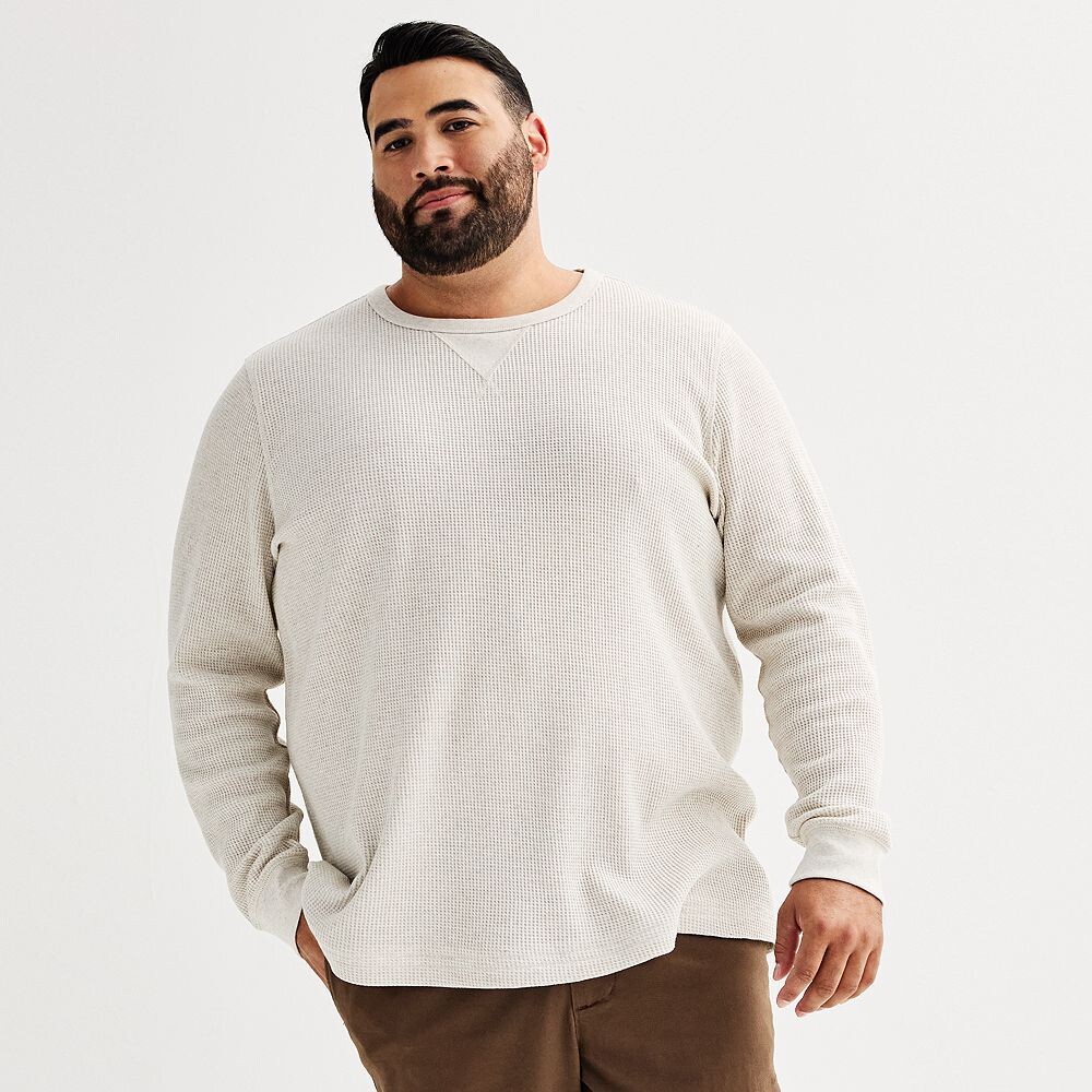 

Утепленная футболка с длинными рукавами Big & Tall Sonoma Goods For Life Essential, цвет Ivory Heather