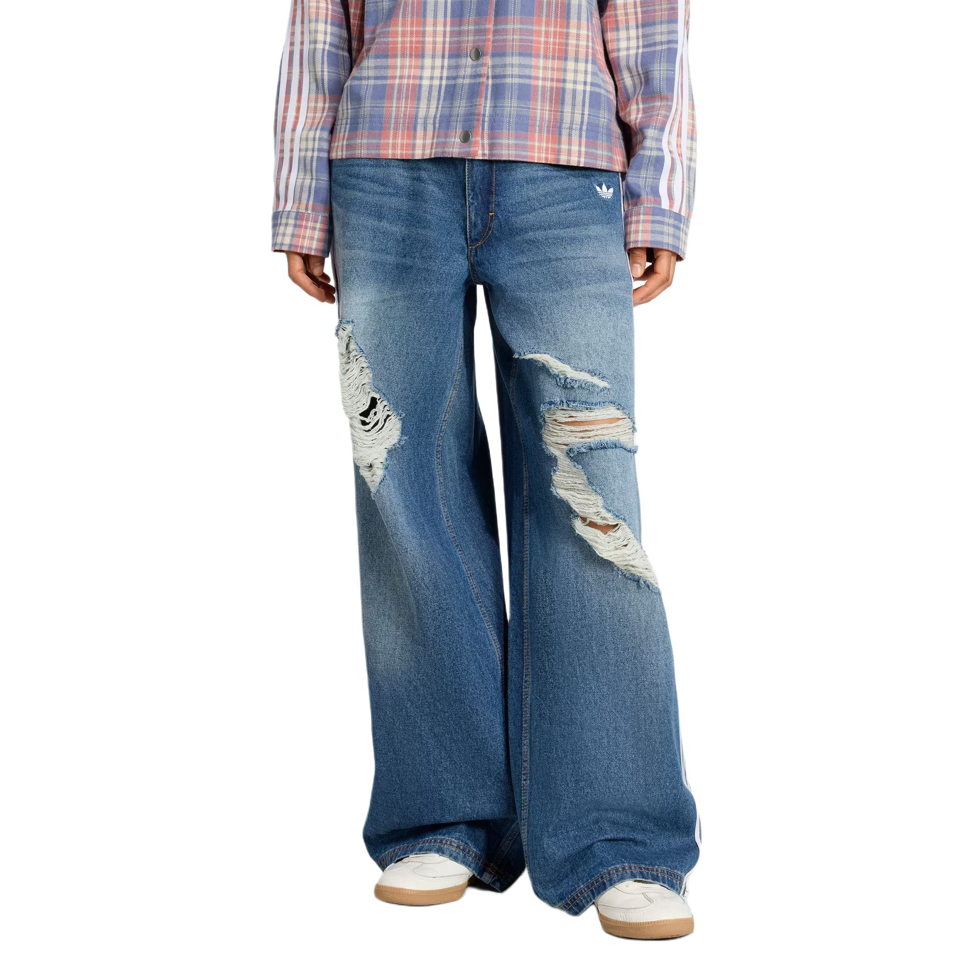 

Джинсы Adidas с рваными деталями и полосками Adidas Originals, синий