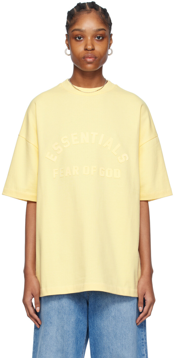 

Желтая футболка с круглым вырезом Fear Of God Essentials, цвет Garden yellow