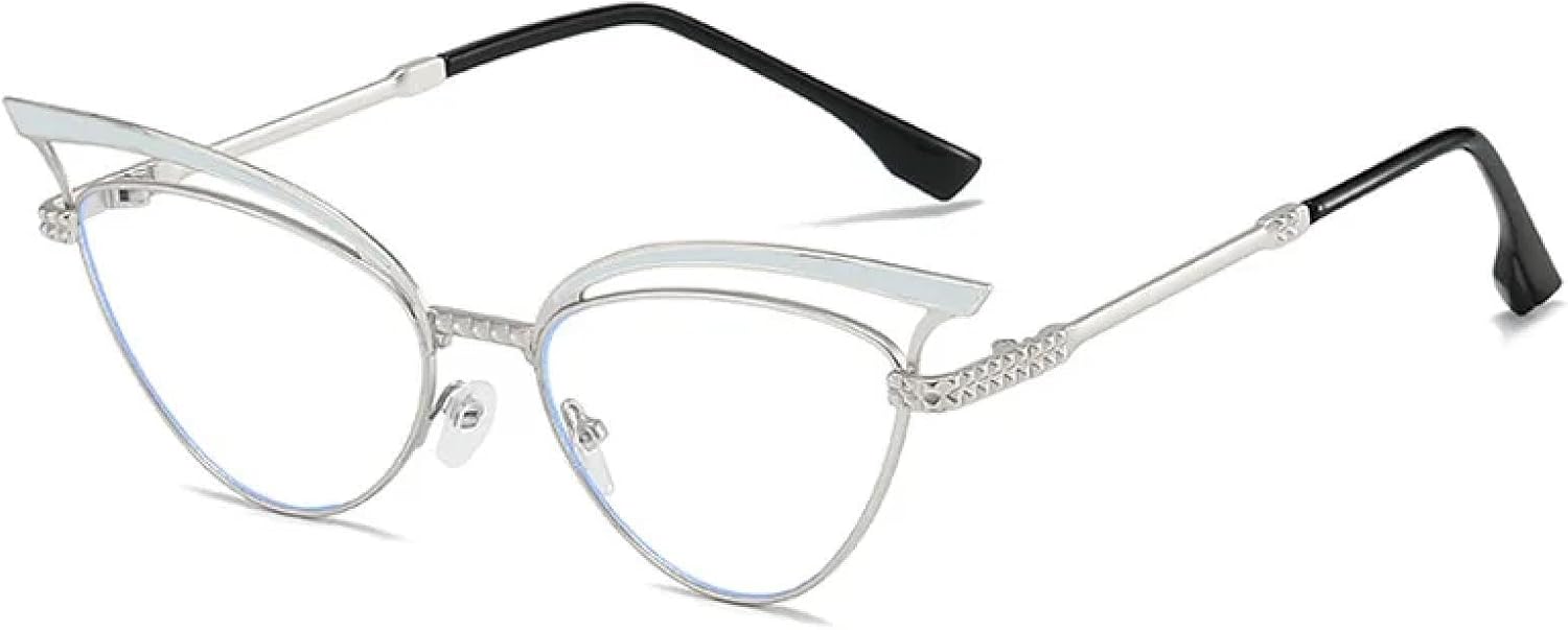 

Винтажные солнцезащитные очки «кошачий глаз» для женщин, модный стиль, полая металлическая оправа, ретро-очки для активного отдыха, защита от УФ-излучения UV400 VVTWSSW, Silver