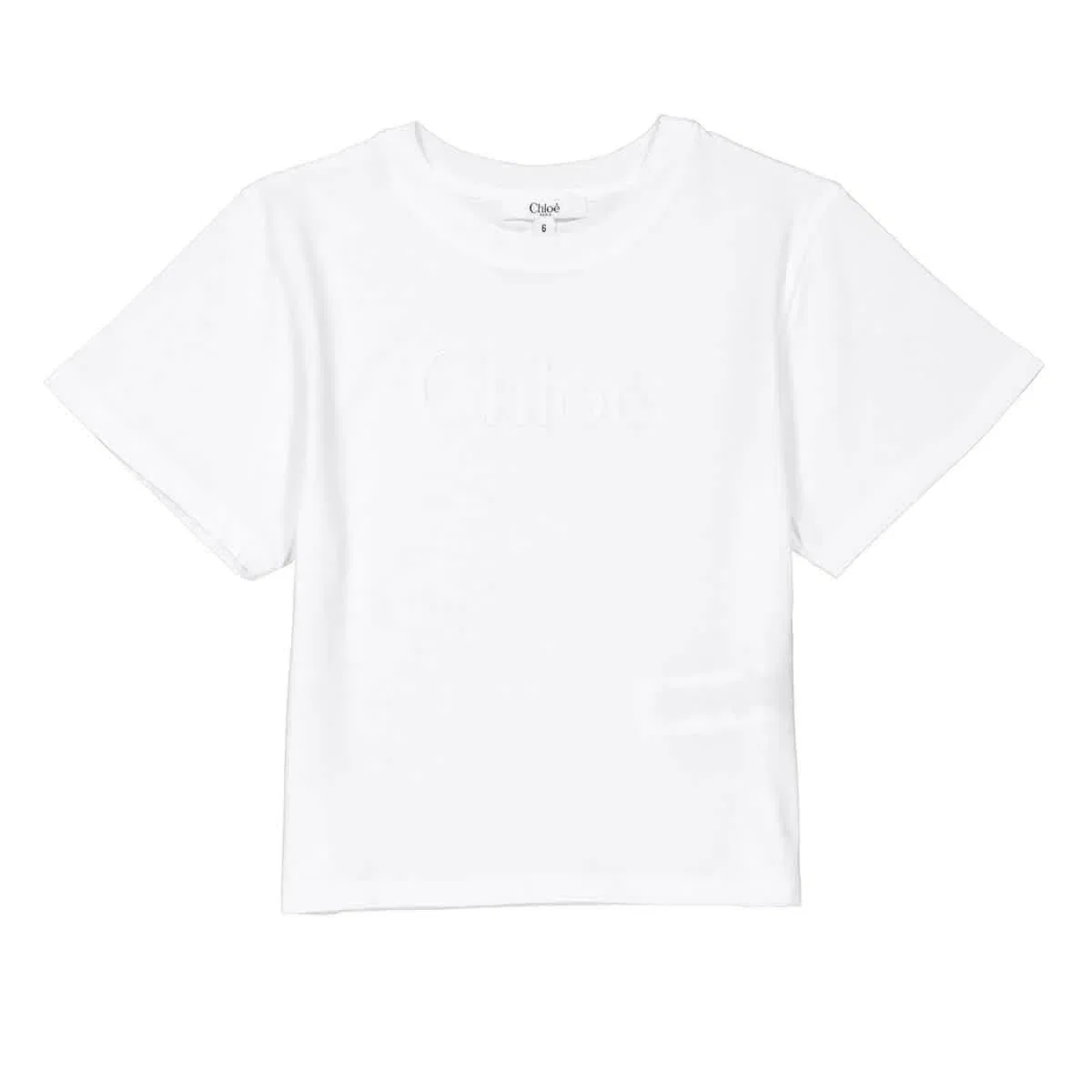 Детская хлопковая футболка Chloe с вышитым логотипом, Off White