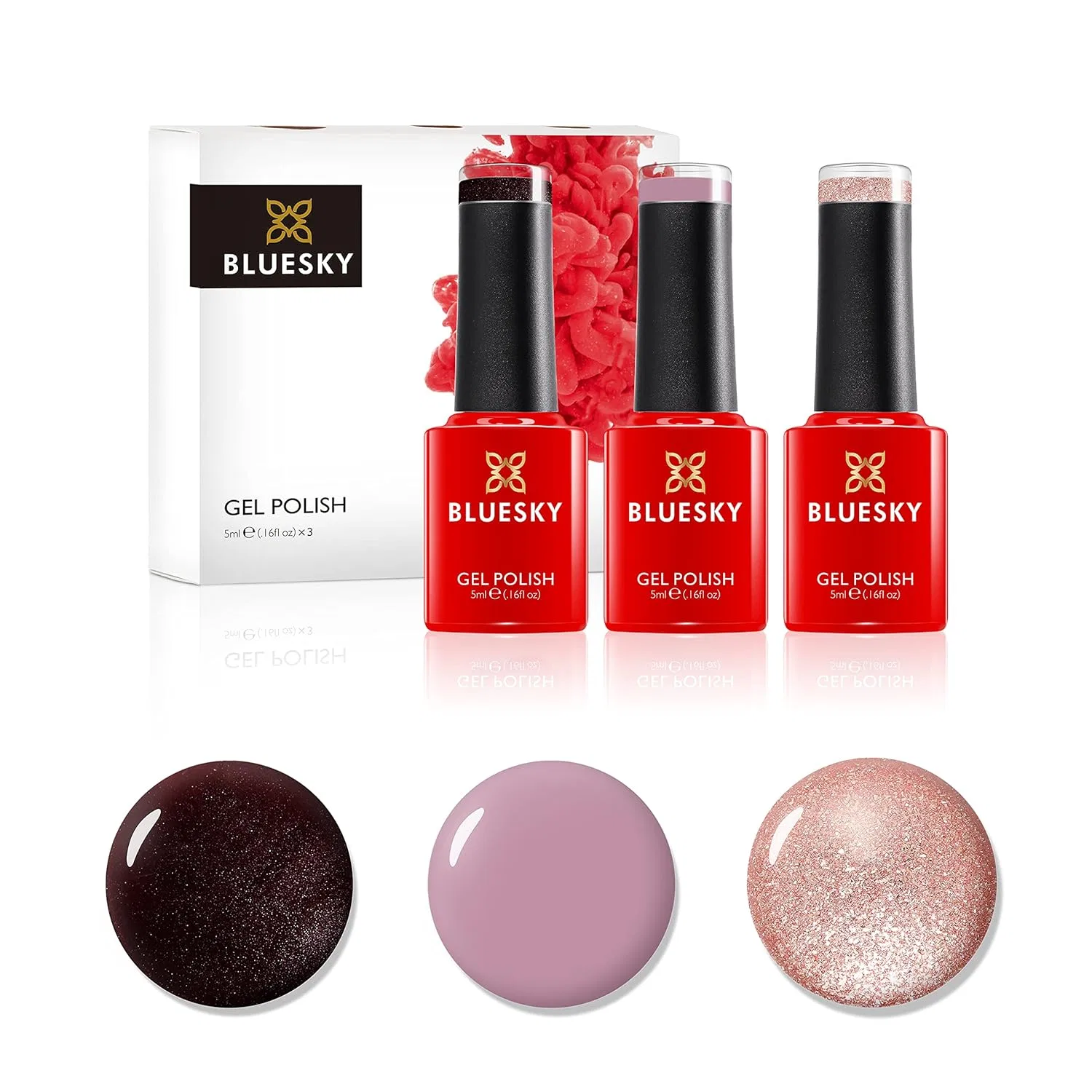 Набор гель-лаков Bluesky Gel Polish, зимние розовые оттенки, 3 x 5 мл Bluesky