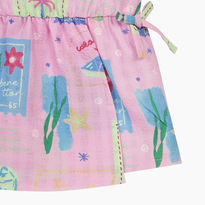 Детская розовая футболка с пальмовым узором от Benetton Kids — фото 4