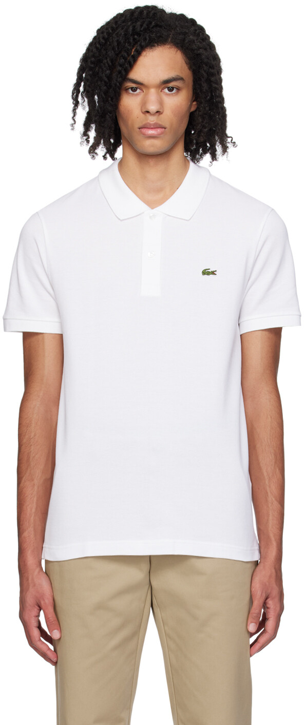 

Белая рубашка-поло узкого кроя Lacoste