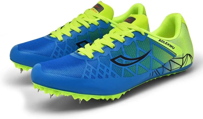 

Новые легкоатлетические кроссовки для мужчин и женщин с сеткой, шипами для бега, гонок, прыжков и спринта, шипованные кроссовки для мальчиков и девочек AOLEXWU, синий/зеленый