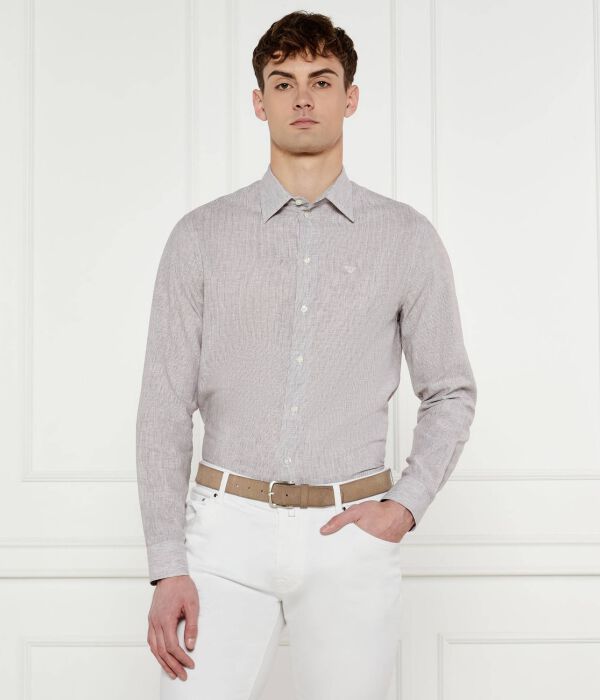 

Льняная рубашка Regular fit Emporio Armani, желтый