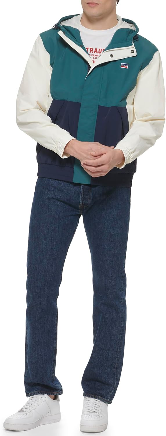 Levi's mens Мужская ретро-ветровка Levi's в цветных блоках, Atlantis Blue Color Block — фото 4