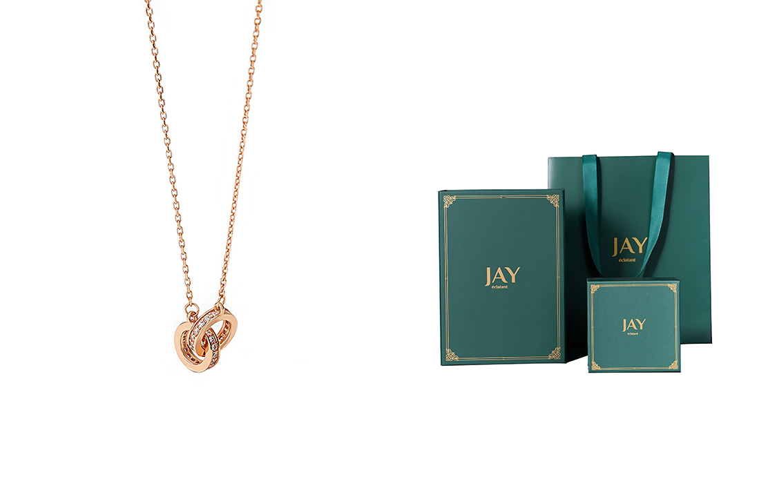 

JAY Ожерелье из стерлингового серебра 925 пробы с розовым золотом