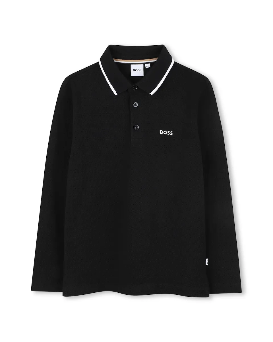 

Детская хлопковая футболка поло Boss Kidswear, черный
