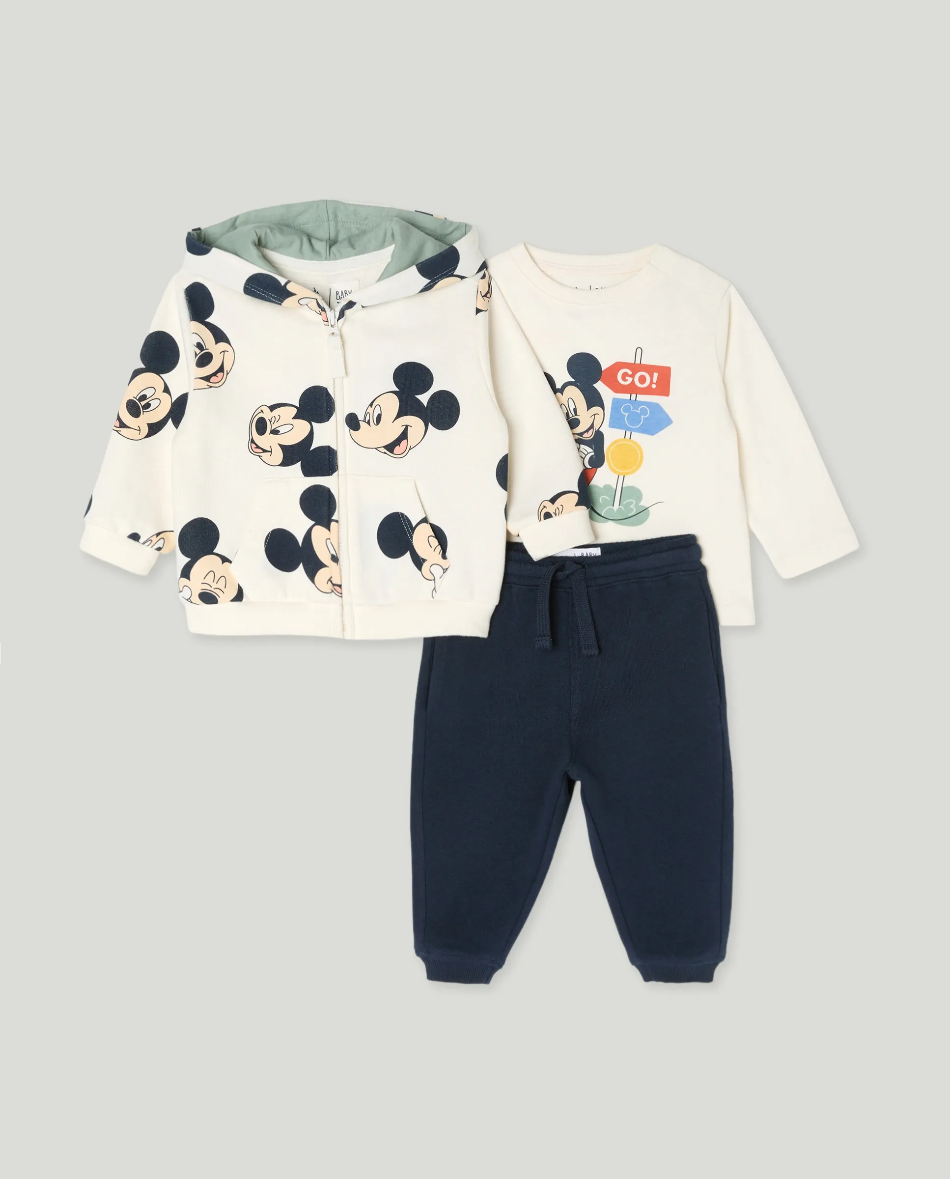 

Комплект из 3 предметов с длинным рукавом для мальчика с лицензией Микки Baby El Corte Inglés, песочный