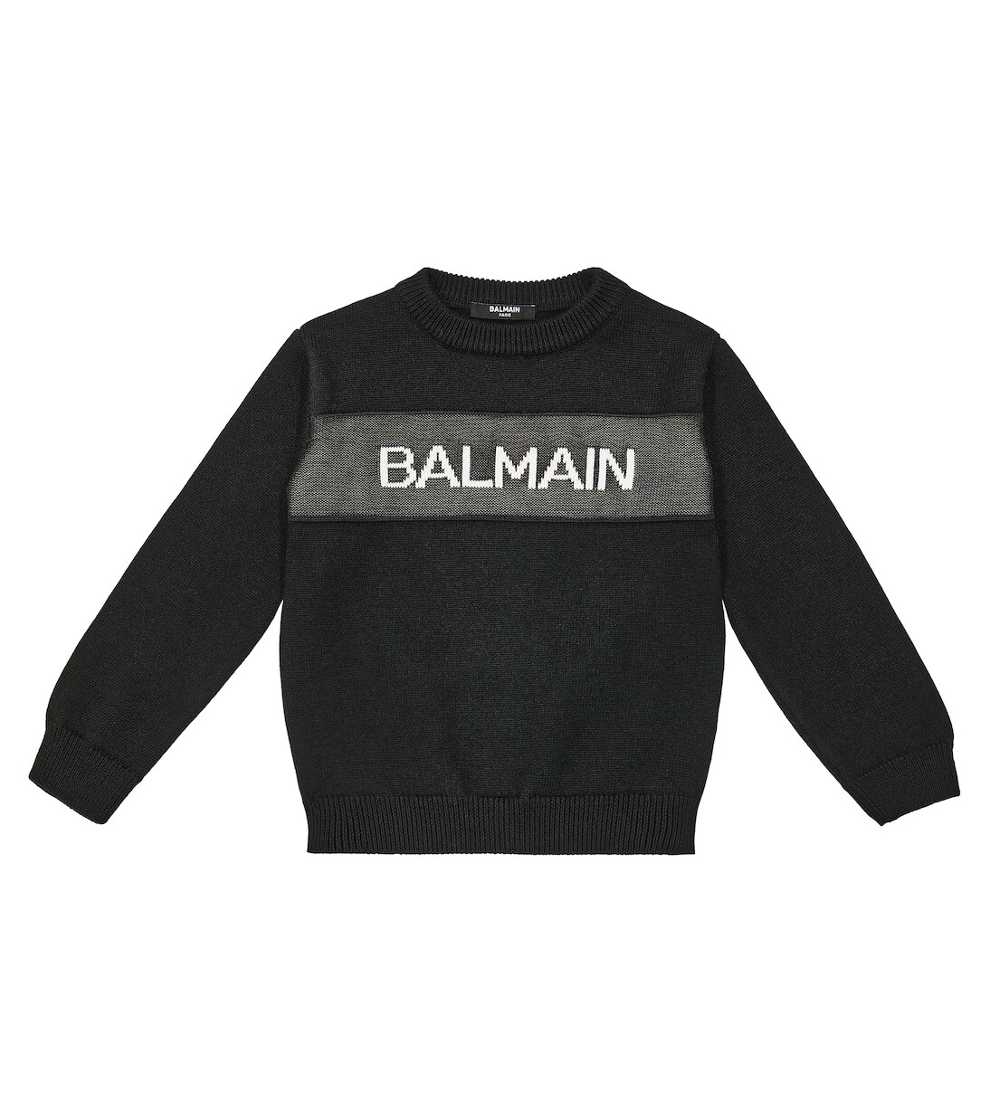 

Шерстяной свитер с логотипом Balmain Kids, черный