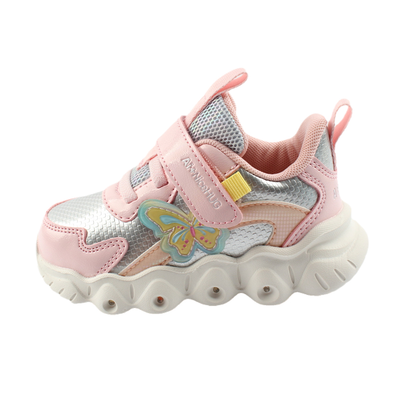 

Непромокаемая нескользящая обувь с амортизацией и износостойкой подошвой Mid-Top для малышей ABC KIDS, серебристо-розовый