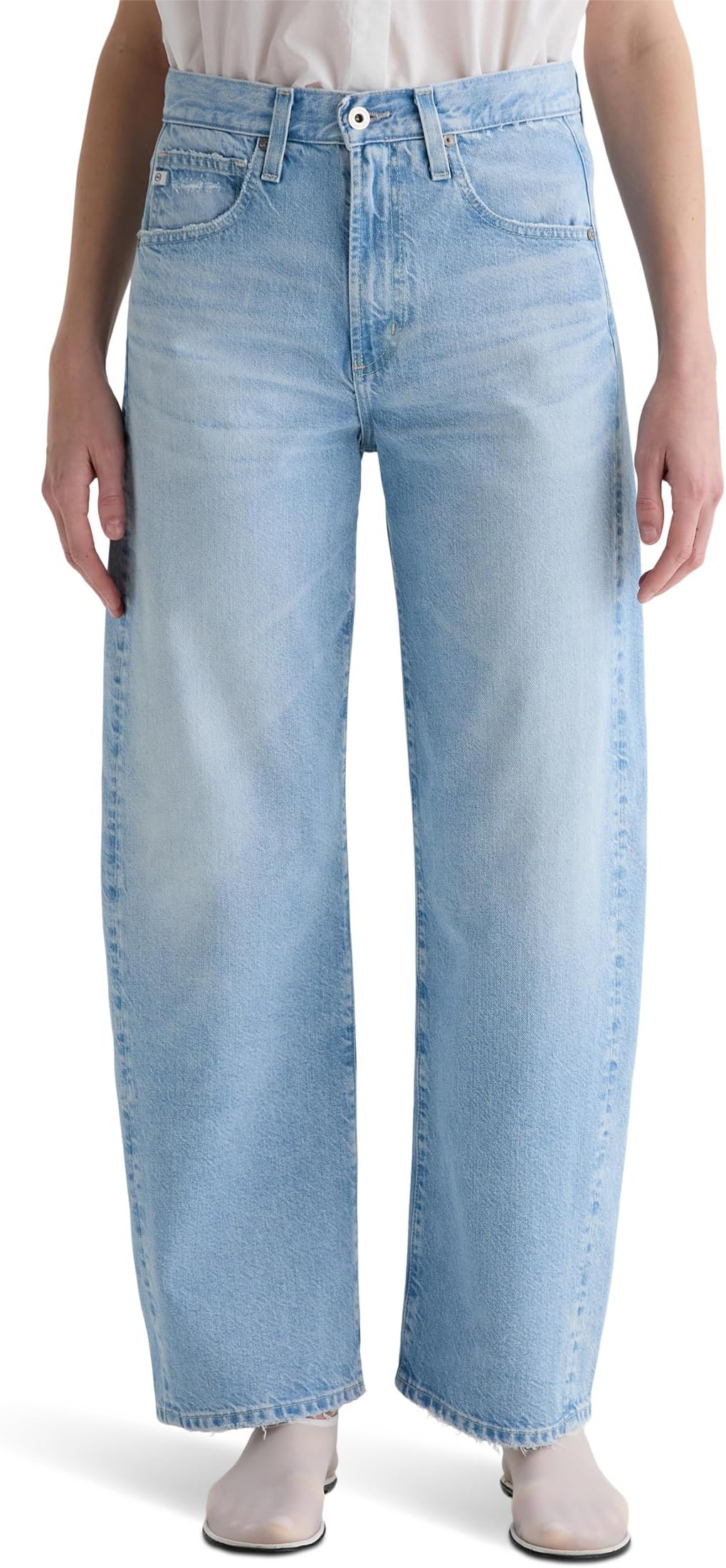 

Джинсы AG Jeans Hattie High-Rise Barrel in Allusion Destructed, Allusion Destructed