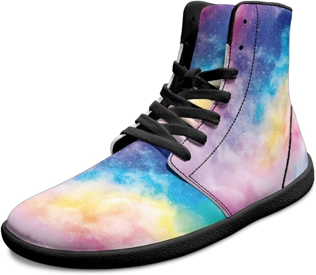 

Мужские высокие кроссовки с широкой носковой частью, обувь босоного типа, на шнуровке, противоскользящие, для прогулок на свежем воздухе, с подошвой с нулевым перепадом Xixirimido, Galaxy Tie Dye