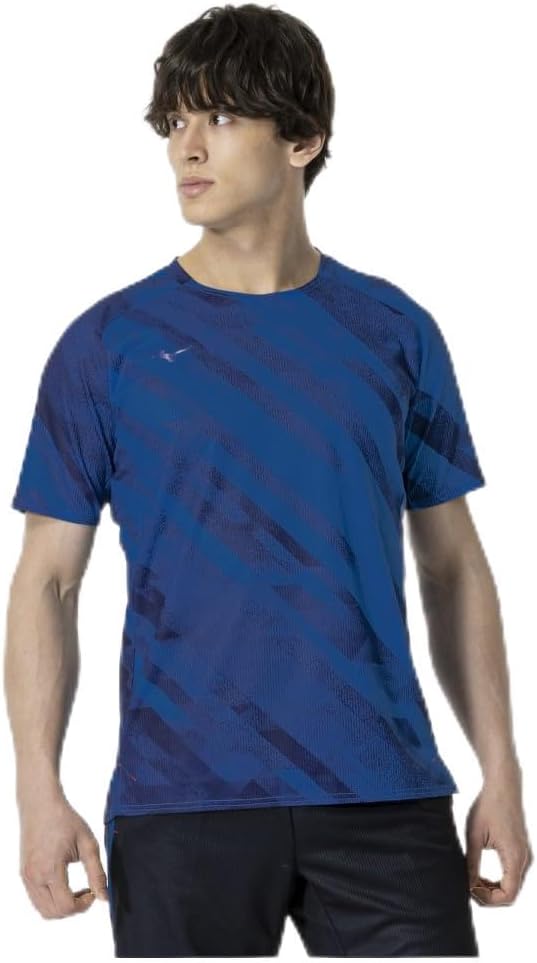 

Тренировочная футболка Mizuno Dry Aeroflow с коротким рукавом, высокодышащая, 32MAA555, синий