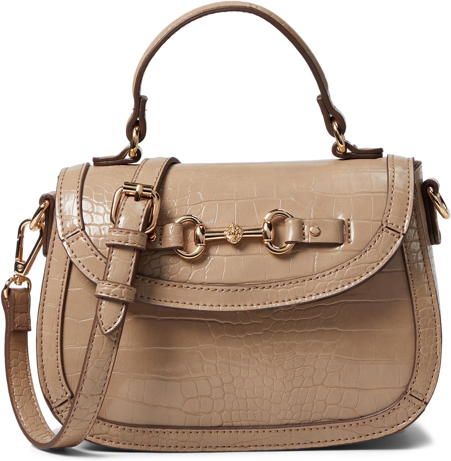 

Сумка Anne Klein Horsebit Flap Satchel In Croco, цвет Oatmilk, Белый, Сумка Anne Klein Horsebit Flap Satchel In Croco, цвет Oatmilk