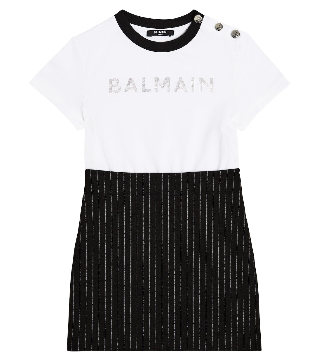 

Полосатое платье с логотипом Balmain, черный