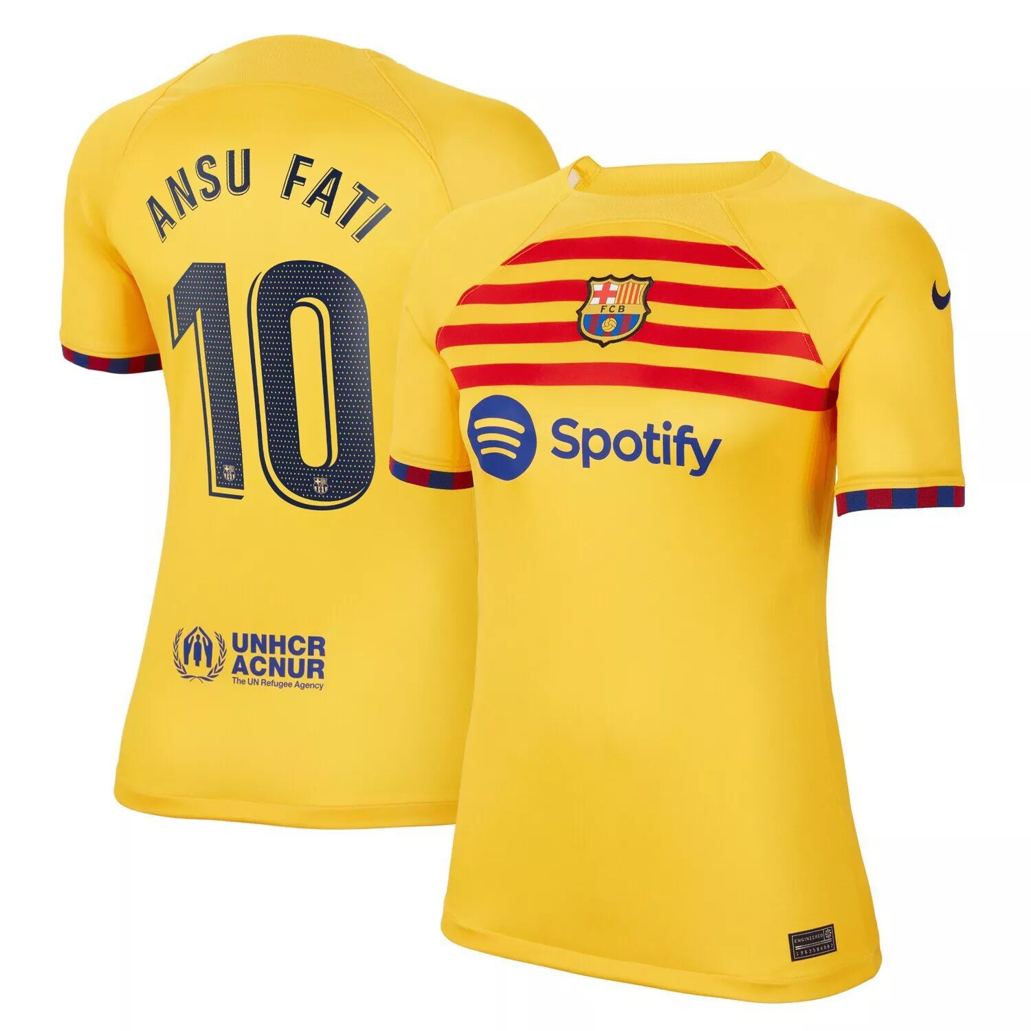 

Женская футболка Nike Ansu Fati Yellow Barcelona 2022/23 Fourth Breathe Stadium Replica Player Nike