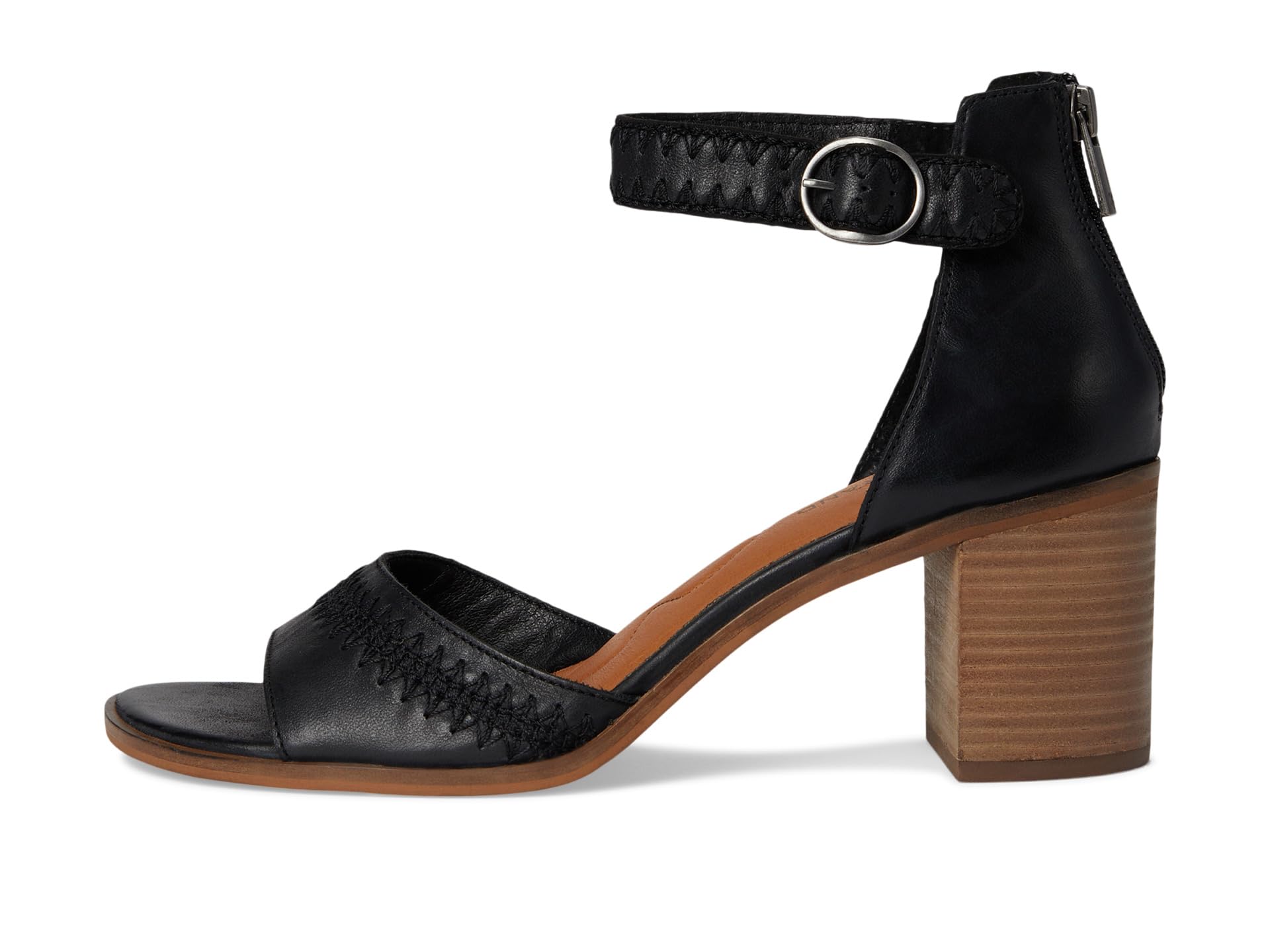 Сандалии Lucky Brand Shivona Stitched Heeled Sandal, черный — фото 4