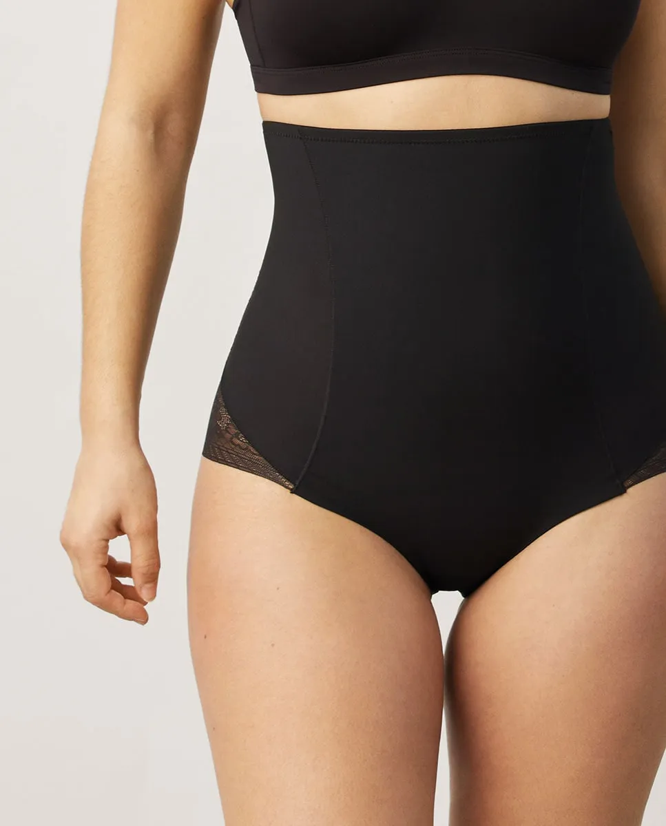 

Трусы высокие утягивающие с кружевом и лазерной резкой Ysabel Mora, черный