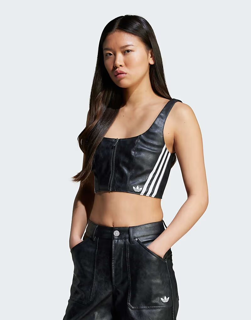 

Винтажный топ из искусственной кожи Adidas Originals Adilenium Season 3 черного цвета