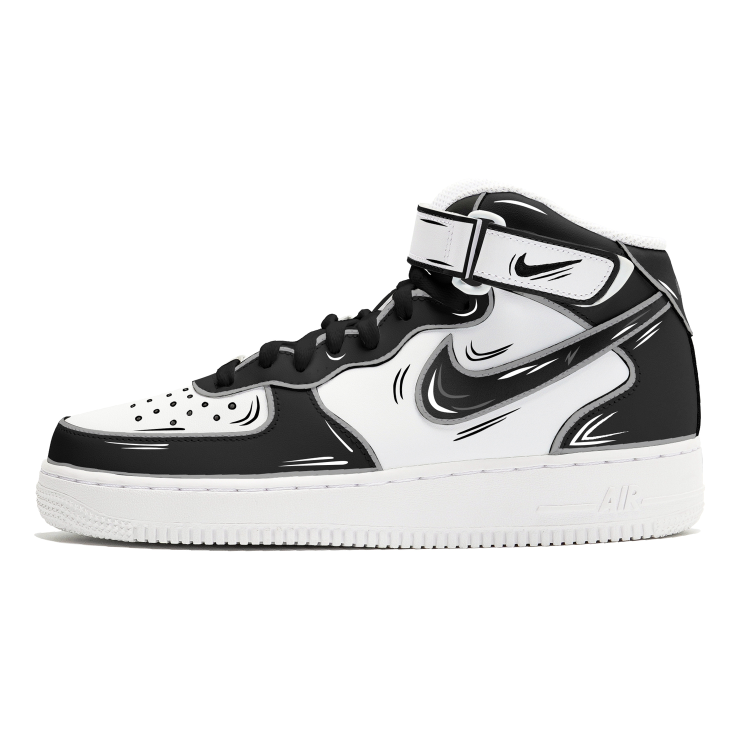 

Nike Air Force 1 Coverage Противоскользящие и износостойкие мид-топ скейтбордские кроссовки Мужские Белый Черный