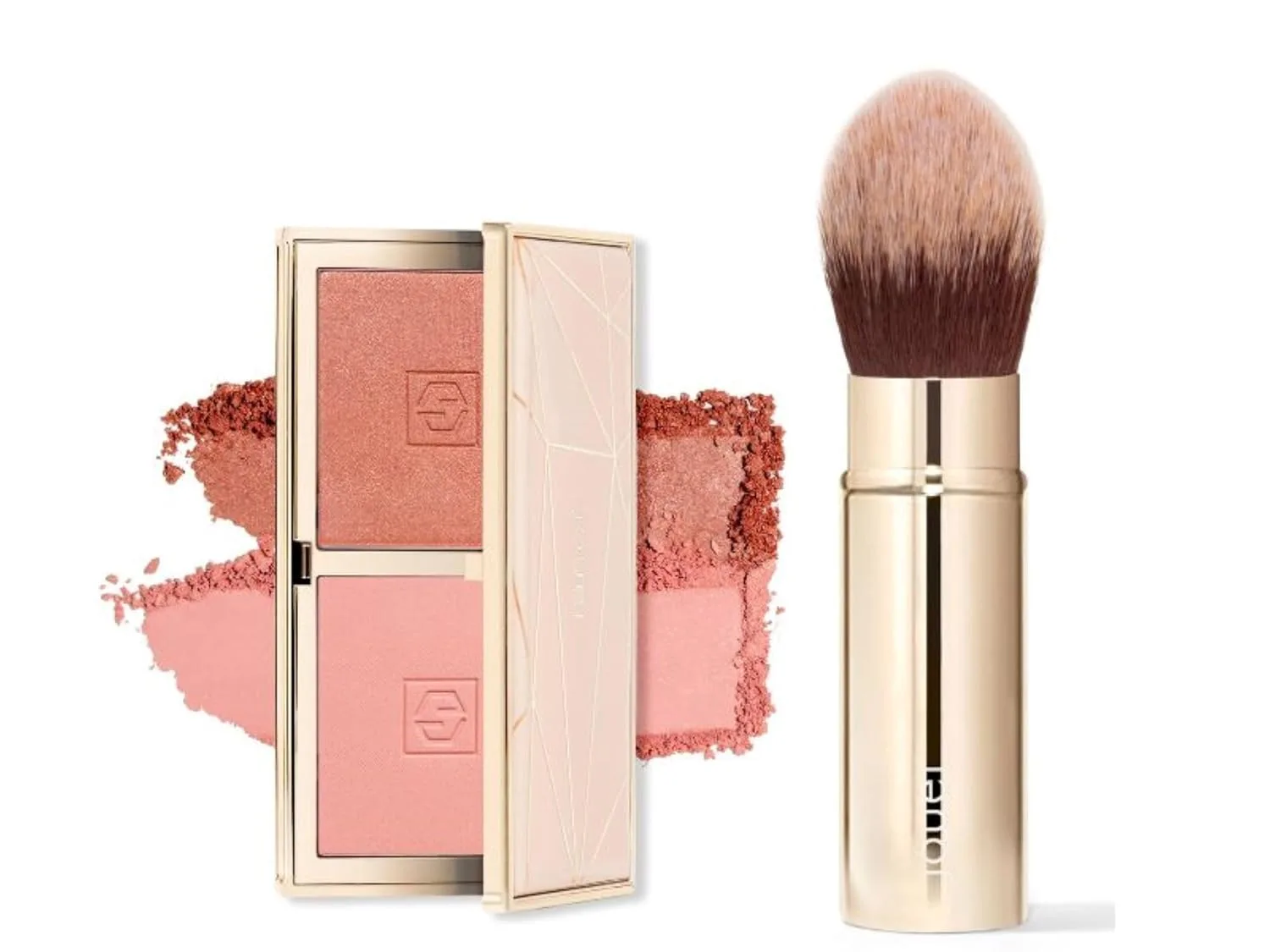Набор Jouer Rose Gold Blush Bouquet Duo & Travel Complexion с выдвижной кистью для макияжа, Gold