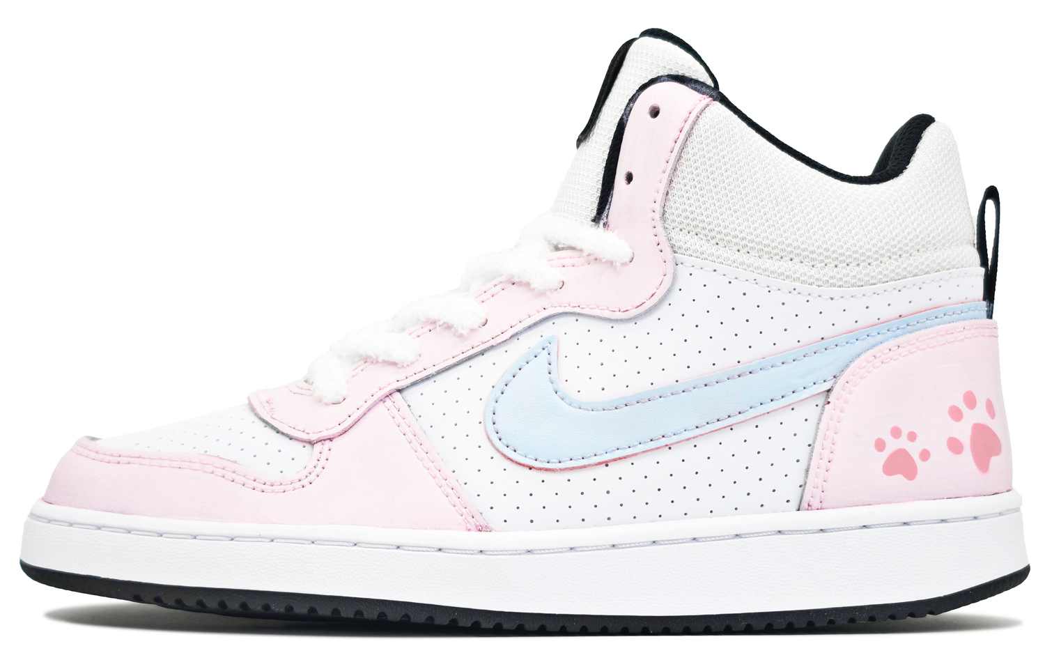 

Court Borough Cute Cat Socks Mid top детские скейтборд кроссовки Unisex Nike, синий/розовый