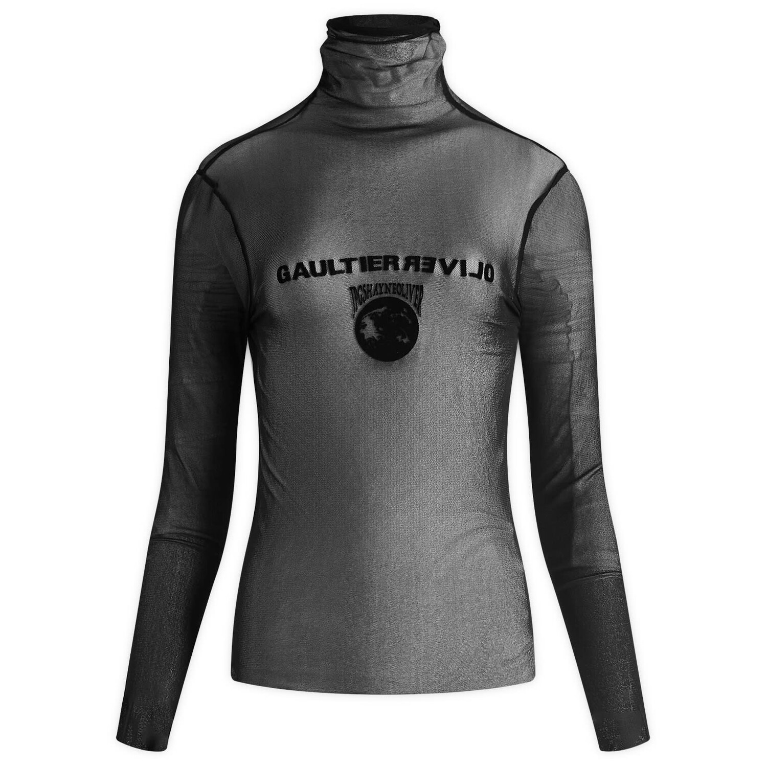 

Лонгслив Jean Paul Gaultier Mesh Turtle Neck Flocked "Earth ", цвет Black & Black