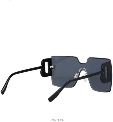 

Крупные квадратные солнцезащитные очки без оправы с одной линзой, модные, для мужчин и женщин, защита от УФ-излучения UV400, винтажные очки MTZJH, Graypink