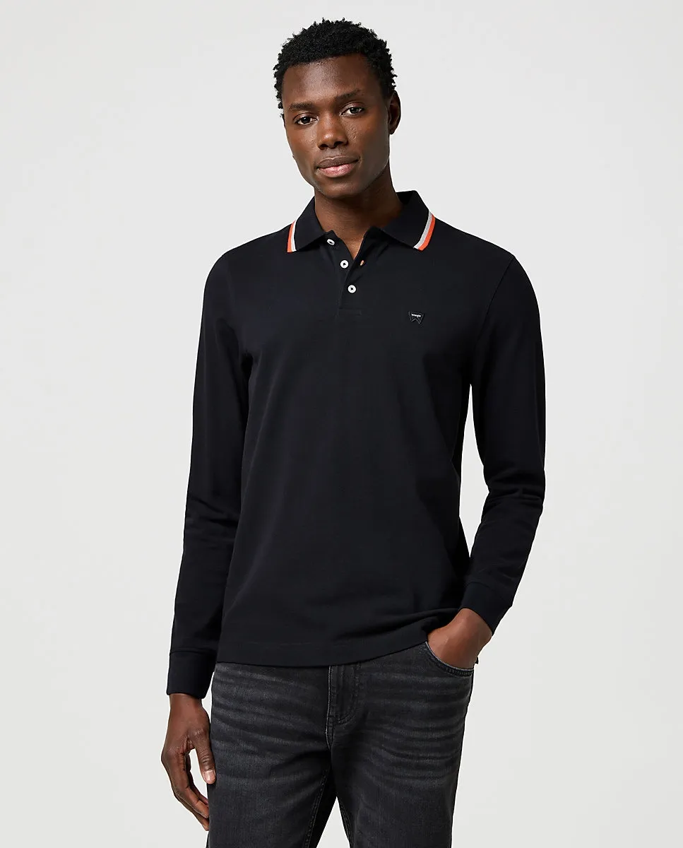 

Мужское поло с длинным рукавом из пике Wrangler, черный