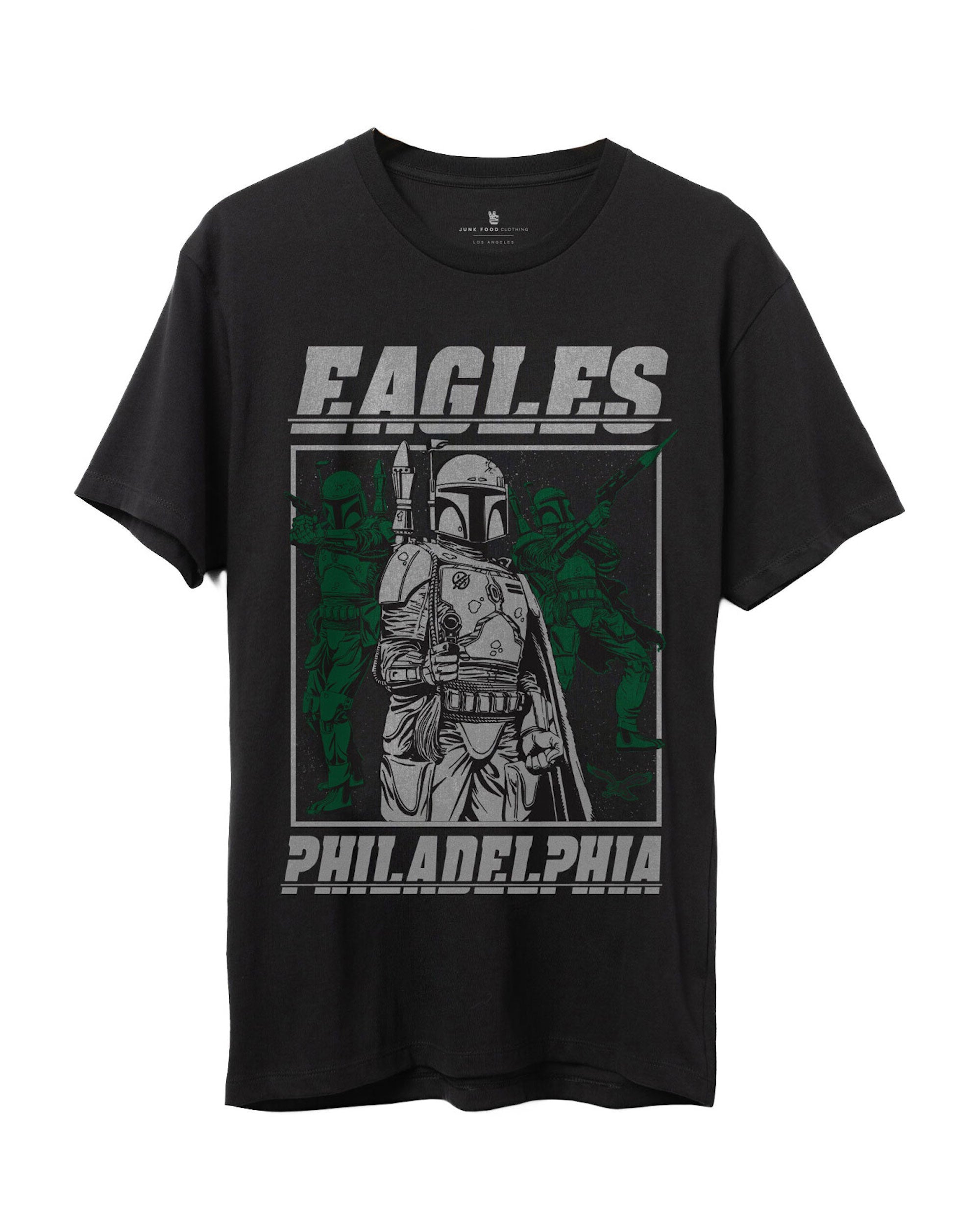 

Футболка фаната Eagles Star Wars Boba Fett Showdown Junk Food Clothing, черный