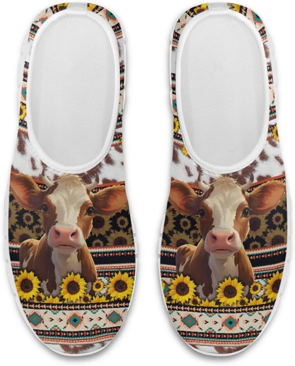 

Кроссовки-лоферы chaqlin для женщин и мужчин, эластичные, без застежки, слипоны, лоферы с ацтекским этническим узором, удобные, дышащие, с сеткой, Boho Highland Cow