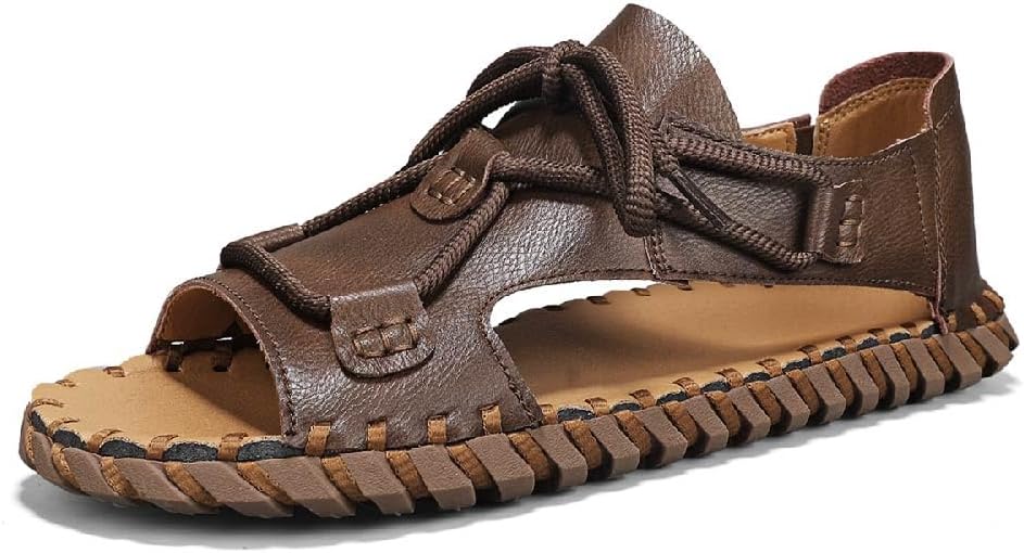 

Мужские повседневные сандалии Asifn, открытый носок, летние рыбацкие, противоскользящие пляжные, кожаные, для активного отдыха, спорта и походов, коричневый