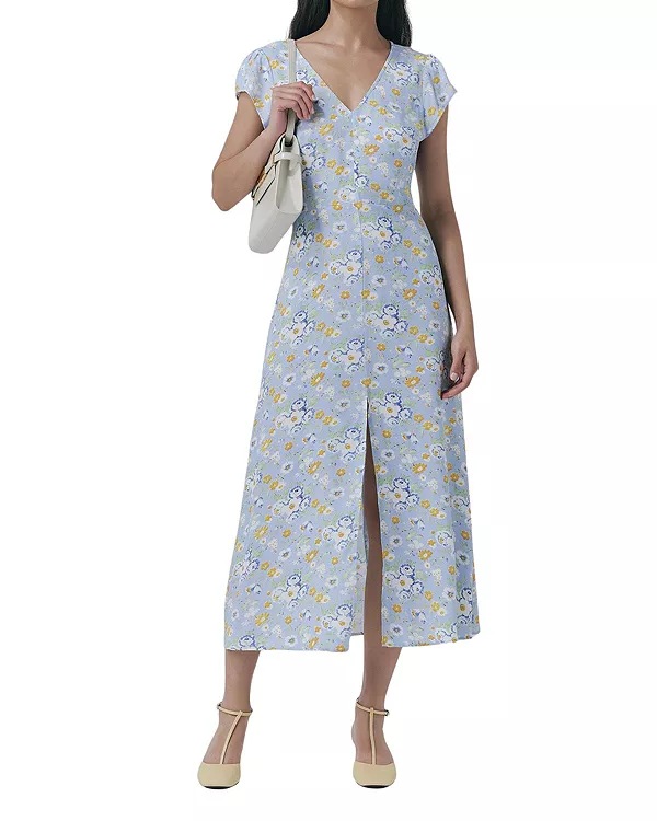 

Платье-Миди без рукавов из крепа Blair с цветочным принтом Ghost London, синий