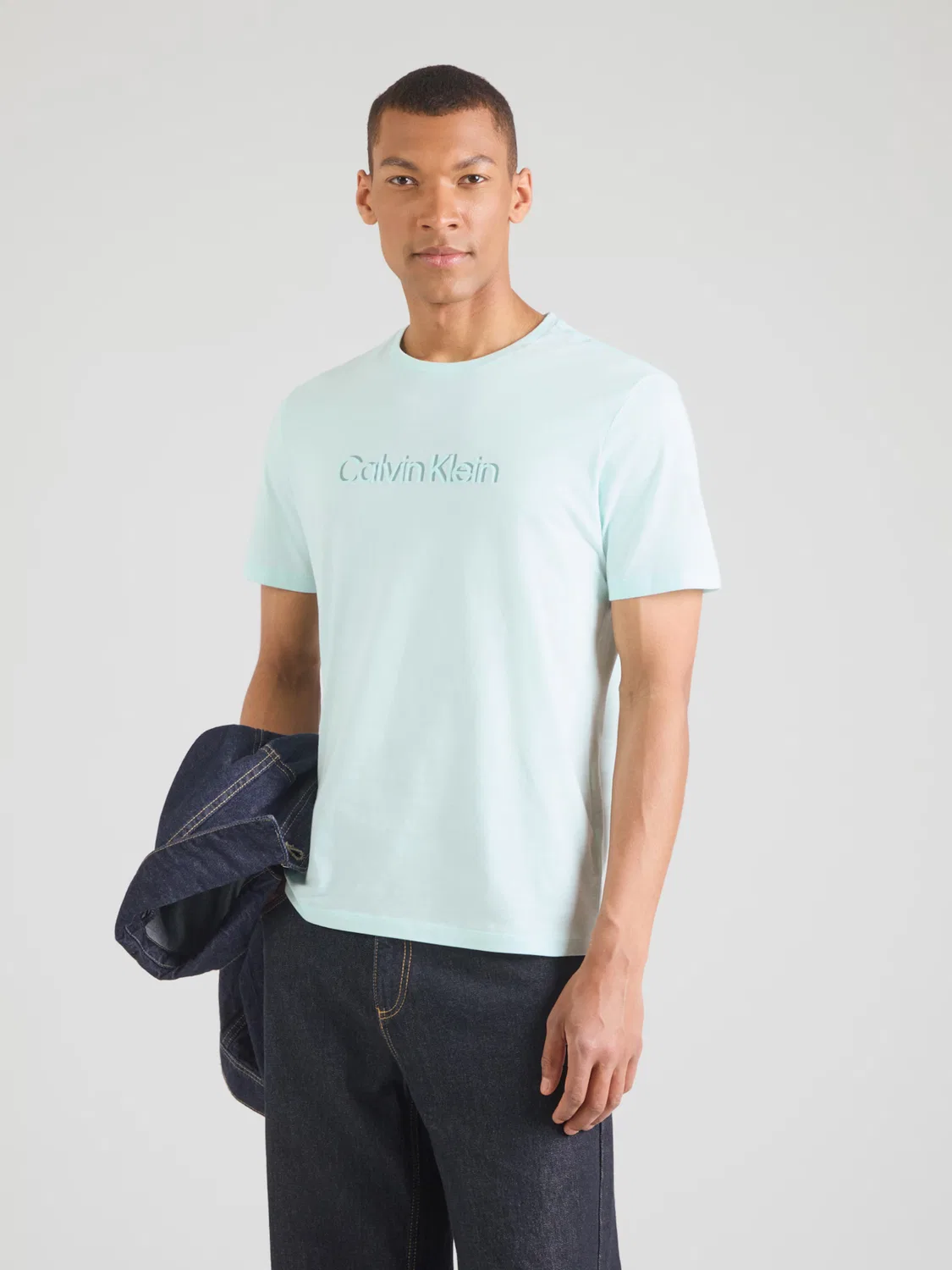 Рубашка Calvin Klein изумрудного и мятного цвета — фото 3