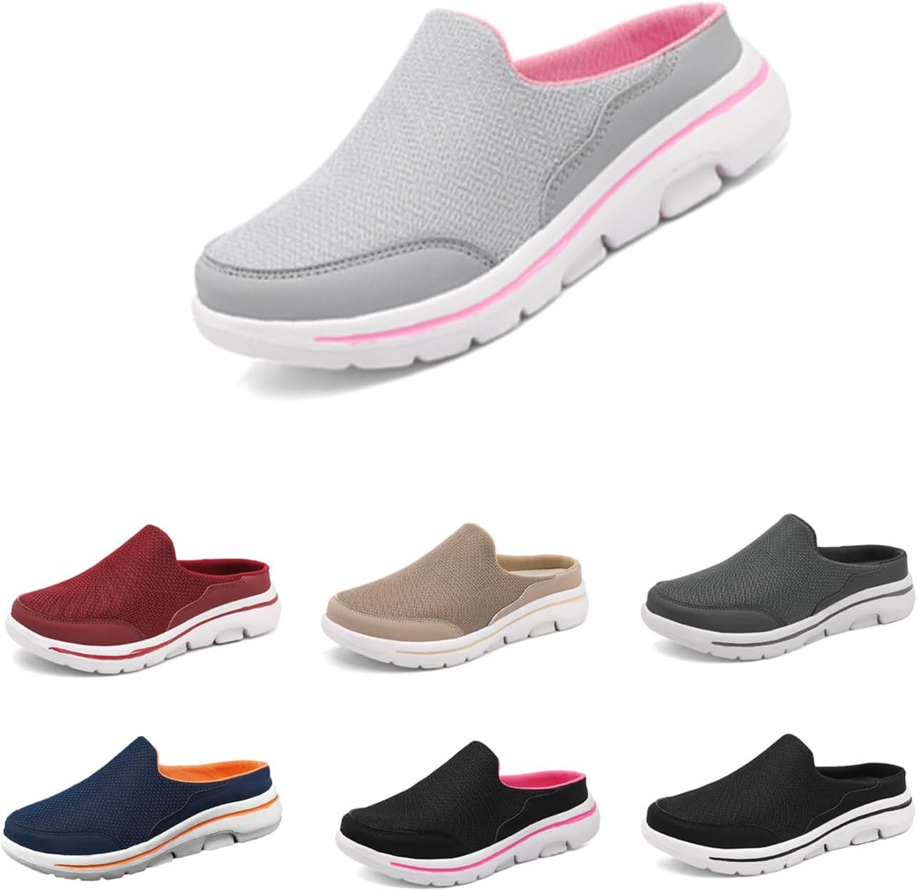 

Слипоны и сабо для мужчин и женщин, легкие туфли с открытой пяткой, удобная обувь для прогулок, дышащие тапочки, закрытый носок, шлепанцы-слипы для дома и улицы с противоскользящей подошвой Generic, розовый/серый