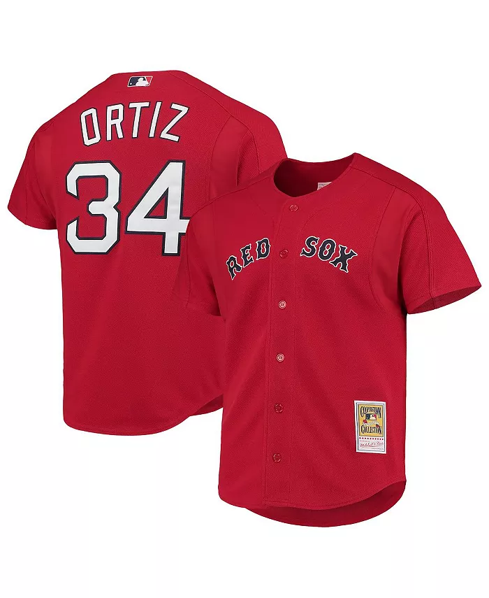 

Мужская тренировочная бейсбольная майка David Ortiz Boston Red Sox из коллекции Cooperstown, красная, сетчатая Mitchell & Ness