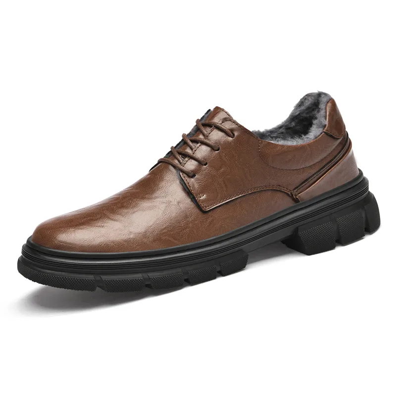 Кожаные повседневные туфли мужские GONGNIULEITING, Brown Cotton