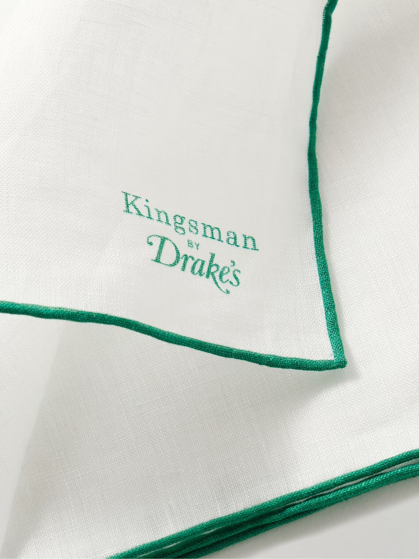 

Льняной платок-нагрудник с принтом логотипа Drake's KINGSMAN, белый